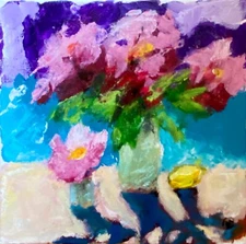 Painting New Original Art Acrylic Modern Artwork Peony Flower Portrait On Canvas