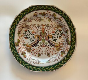 10” Round Green/Multi-colored Floral Decorative Dish
