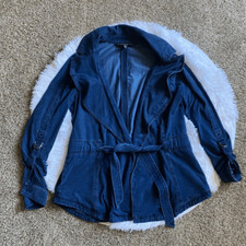 White House Black Market Tie Front Jacket Lyocell Womens Size 10 Blue