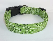 Lime Green Bandana Terri's Dog Collar handmade adjustable charming fabric