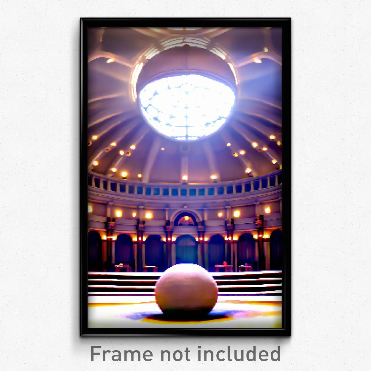 Pixel Art Poster - Spherical Hall (8 Bit Psychedelic Trippy Video Game Print)
