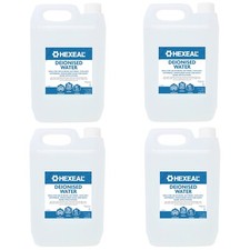 Hexeal Deionised Water 4 x 5L – Demineralised - Reduce Limescale & Water Stains
