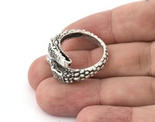 Ring Adjustable Antique silver plated brass 18mm 8US inner size 5229