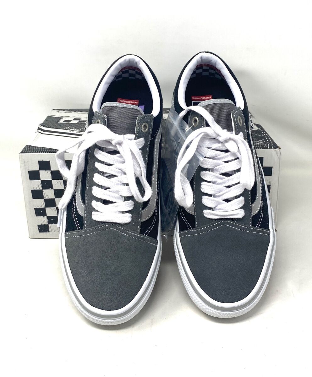 VANS Skate Old Skool Reflective Suede Shoes Gray Black Women VANS Skate Old Skool Reflective Suede Shoes Gray Black Women