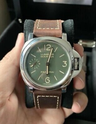 Panerai Luminor Marina 8 Tag 44mm Stahl Le Herren Uhr PAM00911 Kiste Papiere