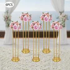 6Pcs Gold Flower Display Stand Flowers Rack Wedding Venue Pedestal Floral Decor