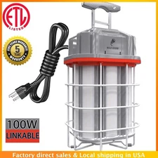 100W LED Temporary Work Light 14000Lm Construction Jobsite 5000K Linkable Lamp