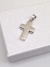 Mens Plain Cross Pendant for necklace 925 Sterling Silver 18mm(0.71")/25mm Small
