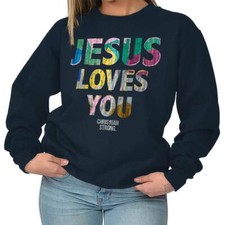 Jesus Loves You Christian Religious God Gift Womens Crewneck Sweatshirt Pullover