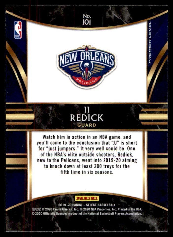 2019-20 Panini Select JJ Redick New Orleans Pelicans #101 - Image 2 of 2