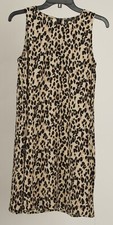 Halogen Women’s Dress Small Brown Black Leopard Print Shift Sleeveless 