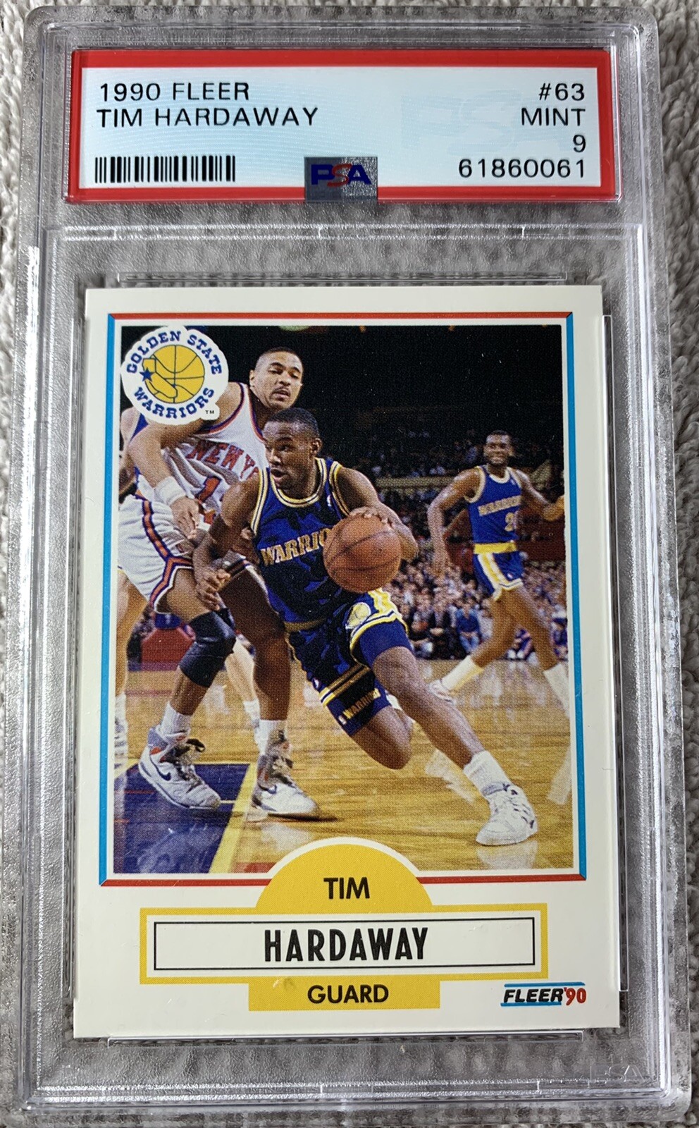 🔥 1990 Fleer TIM HARDAWAY #63 ROOKIE - PSA 9 - Warriors, GSW, NBA 🏀📈🔥