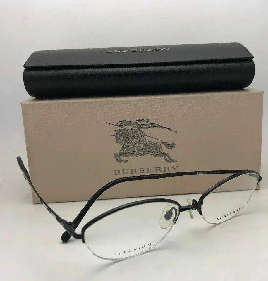Nuevas gafas BURBERRY B 1263TD 1001 53-16 negras y Burberry a cuadros semi-sin montura Foto 3 de 4
