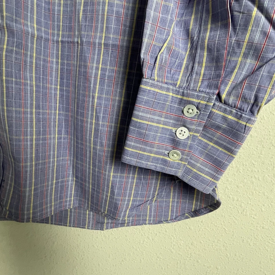 Turnball and Asser Hombre Talla 16 41 Manga Larga Abotonada Azul Rojo Amarillo Cuadros Foto 2 de 4