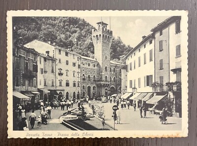 OLD POSTCARD PORRETTA TERME Bologna - A lively square in 1957 - FG