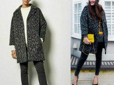 Karen Millen Leopard Coat Wool Classic Queen Brushed Wool Boxy Relax Jacket £280