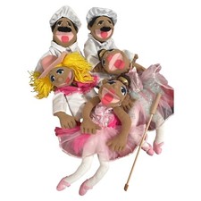 Melissa  Doug Puppets Lot of 5 - 2 Chef, 2 Ballerina, 1 Cowgirl