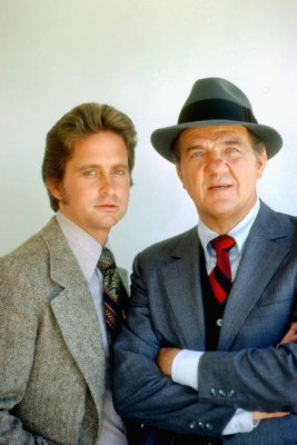 Karl Malden and Michael Douglas pose for a portrait on the set of - 4x6 Photo