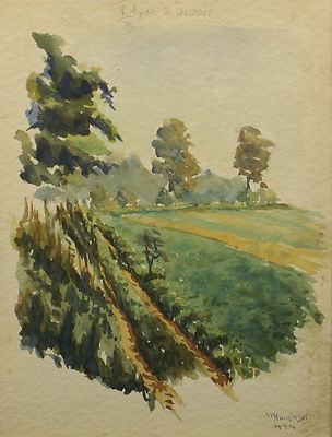 '' Pres du Canal Landschaftsansicht ''Aqua. sign./dat. M.Hunsinger 29.9.46