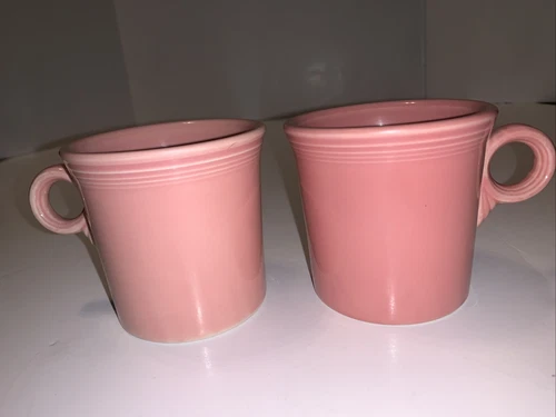 Fiestaware Rose Pink Ring Handle Coffee Mug Fiesta HLC Homer Laughlin Set Of 2