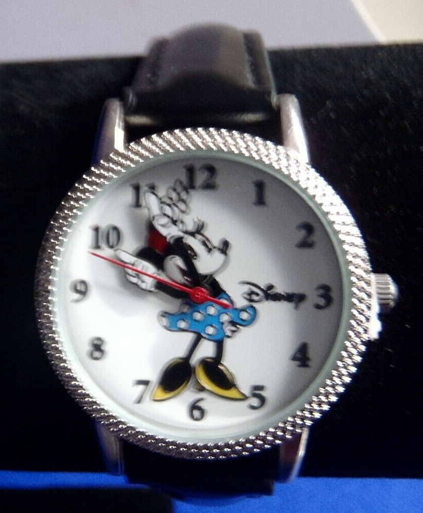 VINTAGE Disney Minnie Mouse Watch with Black Strap Vintage Retro Disney Minnie Mouse Black Band | Mercari main image 4