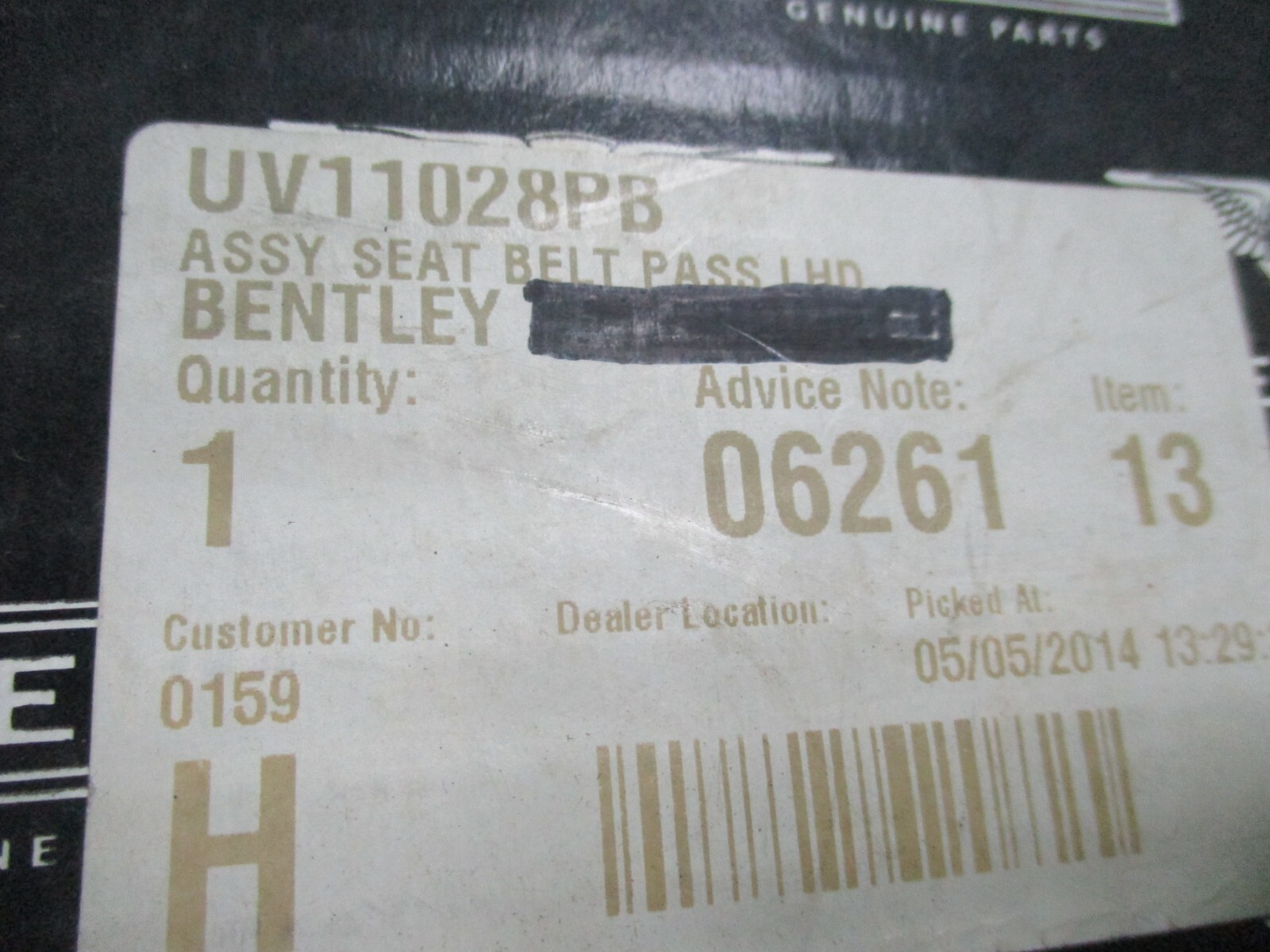 Bentley Azure, Rolls Royce Corniche RH seat belt reel anchor assembly UV11028PB