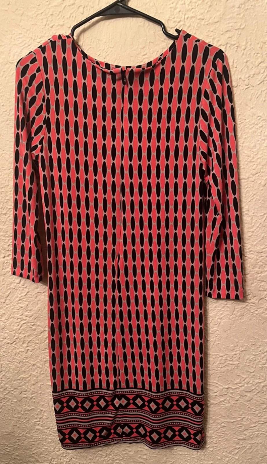 Abito donna Michael Kors arancione nero e arancione manica 3 4 a tubino taglia XS.