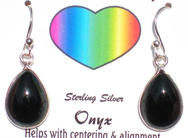 Black Onyx Earrings - Sterling Silver  j1838