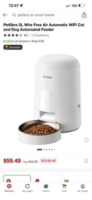 Petlibro 2L Automatic WiFi Feeder White for Cats and Dogs