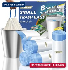 Medium 8 Gallon Trash Bags Drawstring,1.2 Mil,Unscented,100 Count  Tear-Free,Le