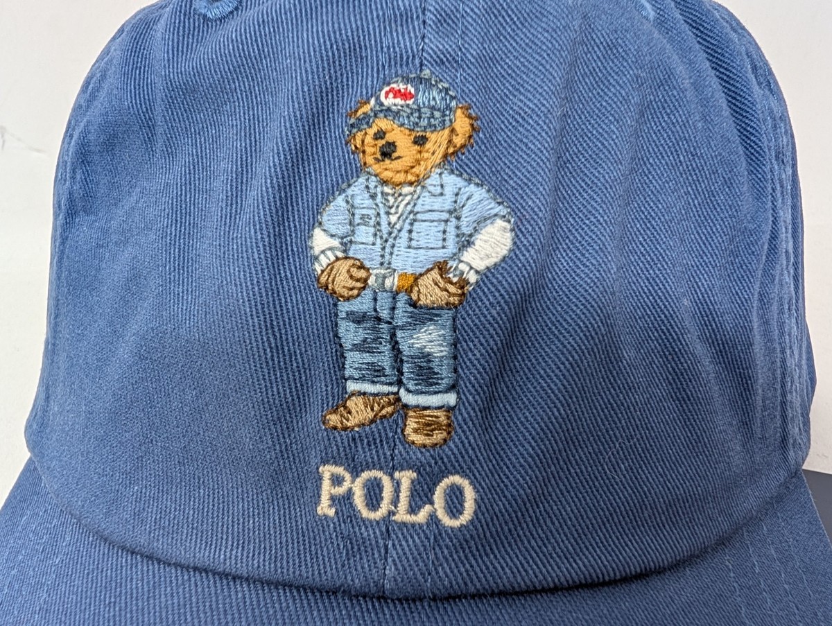 Polo Ralph Lauren Hat Cap Navy Polo Bear Adjustable Leather Strap
