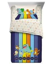 Pikachu Striped Kids Reversible Twin/Full Bed Set-W194949668424, W195646053264