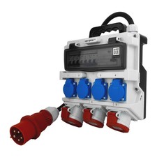 Rozdzielacz prądu budowlanego 2x16A 32A CEE 4x230V Mobilny rozdzielacz Uchwyt i kabel z 32A