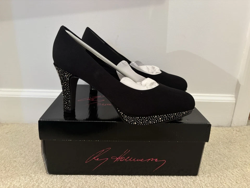 NUEVO EN CAJA Ros Hommerston Sasha plataforma de diamantes de imitación bomba negra - 8 1/2 Foto 2 de 4