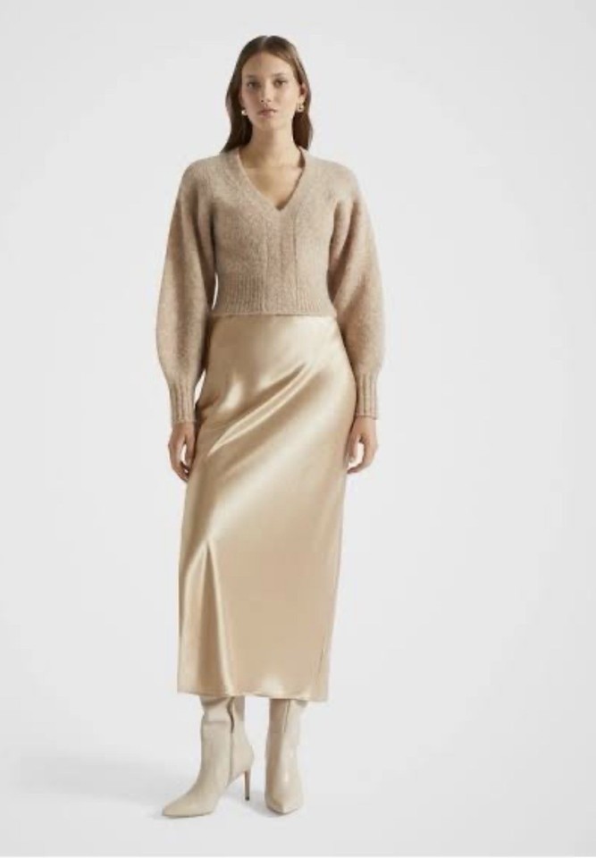 SEED Satin Slip Skirt Size 10 Champagne Beige