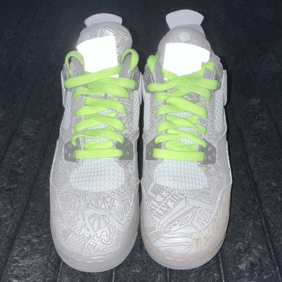 Jordan Air Jordan 4 Mid Top Lace-Up Sneaker Gray/Green Unisex Kids 6.5