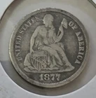 1877 P Philadelphia US SEATED LIBERTY DIME 90% SILVER 0.0723tr oz = 2.249 grams