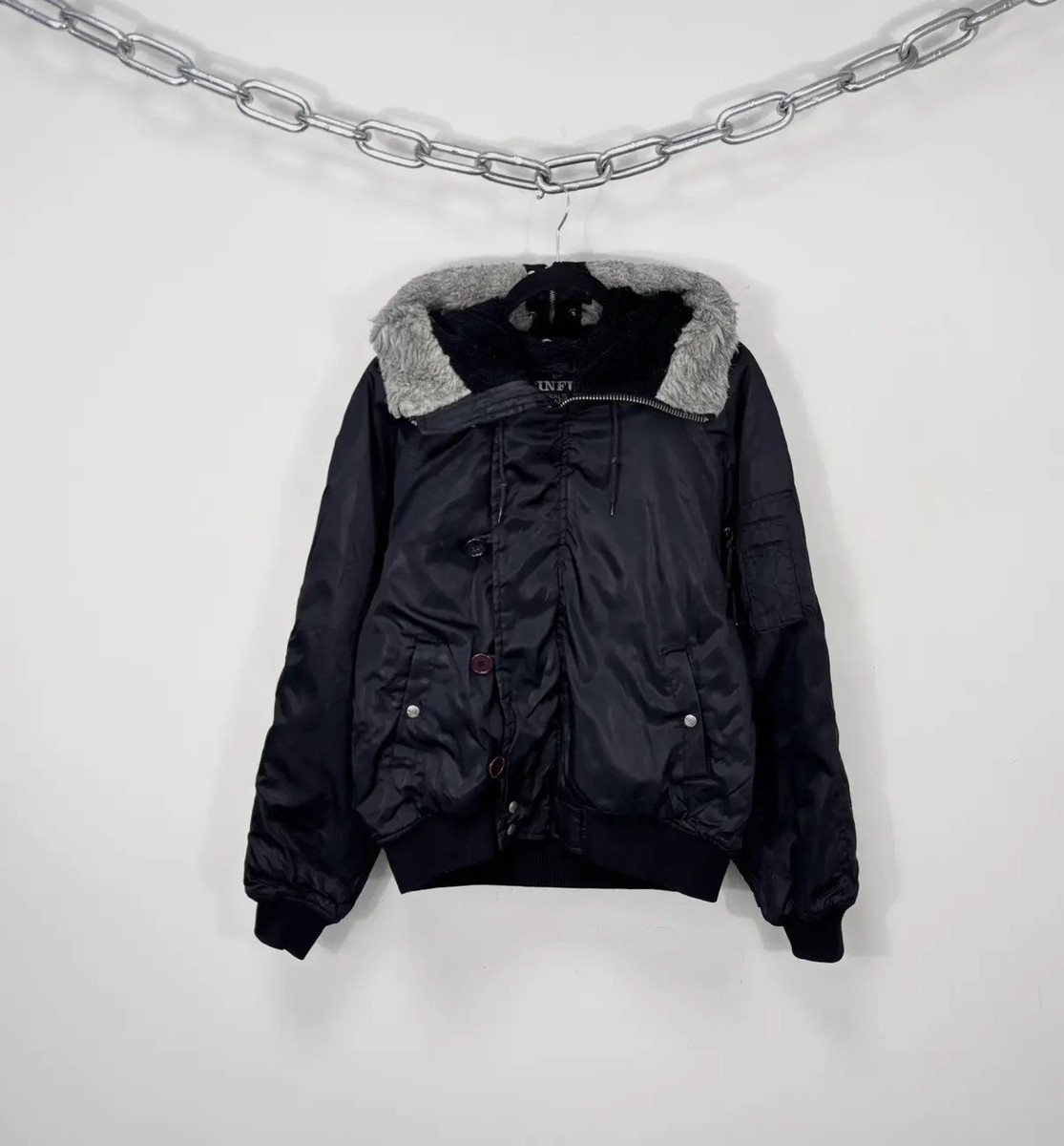 Vintage Sinful Y2K Black N-2B Flight Bomber Jacket Military Fur