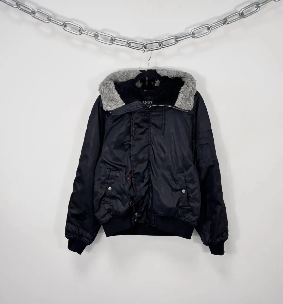 Vintage Sinful Y2K Black N-2B Flight Bomber Jacket Military Fur