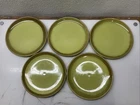 Set Of 5 Bauer California Pottery Green with and Brown Los Angeles Plates 9.5”