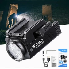 GM23 Tactical LED Flashlight 800 Lumens Rail Mounted USB Rechargeable Torch