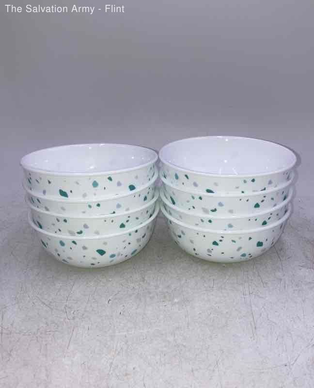 Corelle White Green Terrazzo Verde Round Soup Bowls Set Of 8 Pieces