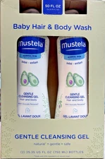 Mustela Baby Gentle Cleansing Gel Hair & Body Wash 25.35 fl oz 2-pack EXP 5/2028