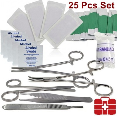 First Aid Kit Emergency Prepardeness Supplies Medical Travel Trauma Pack - 25Pcs