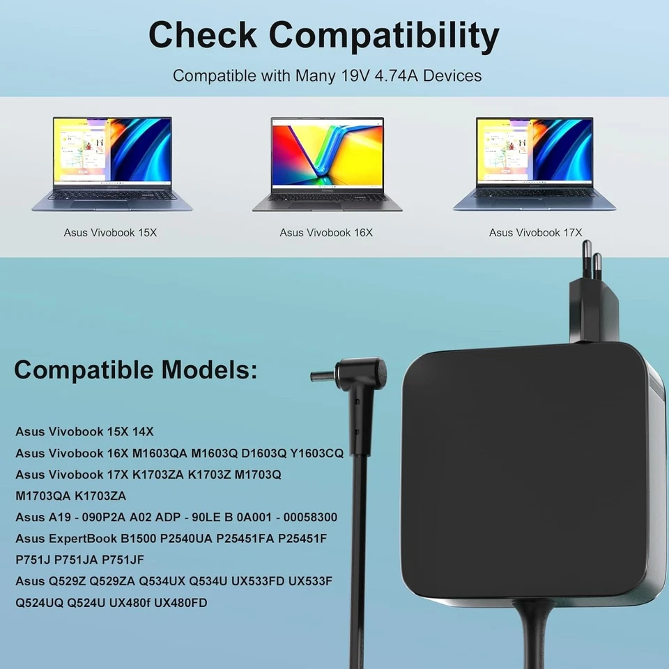 Caricatore per PC portatile Asus Vivobook 14X 15X 16X 17X - 90W - Immagine 3 di 4
