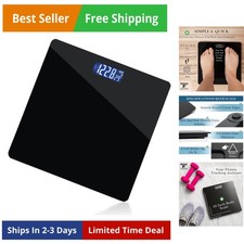 Black Digital Bathroom Scale for Body Weight, Smart Step-On Technology, Backl...