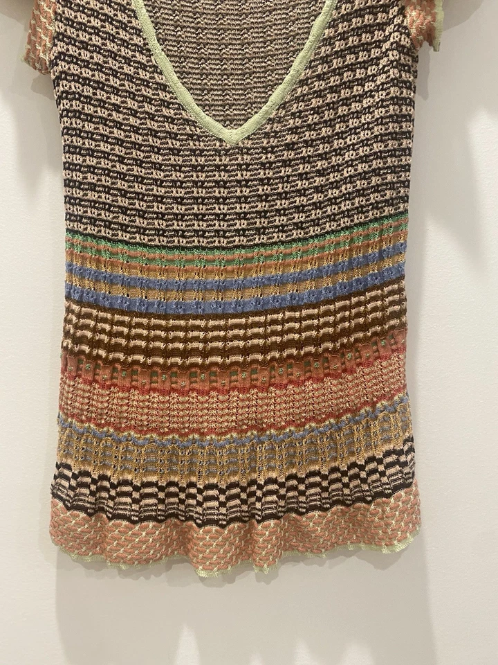 Top Missoni Flutter Manga Tejido Lana Rayón Profundo V Talla L 12 44 Hecho en Italia Foto 2 de 4