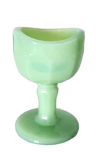 Vintage Jadeite Green Pedestal Cup 2.5” Milk Glass Mini Goblet R Mark
