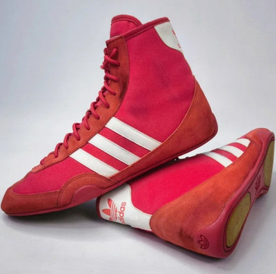 adidas Wrestling Schuhe 42,5 Ringerstiefel  2003 Boxschuhe Boxerstiefel Rot/Weiß