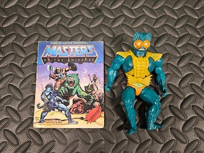 Mer-Man ALMOST Complete Vintage MOTU 1981 Soft Head, Figure w/ Mini Comic